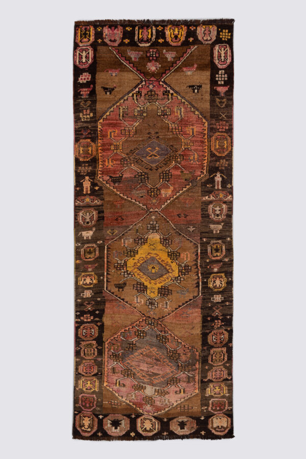 Antique Herki Kurdish Triple Toranj Runner