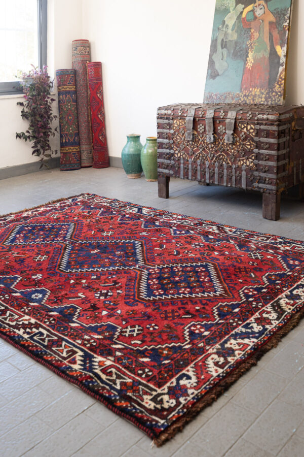 RCA445 Antique Sheshboluki Qashqai Rug 8