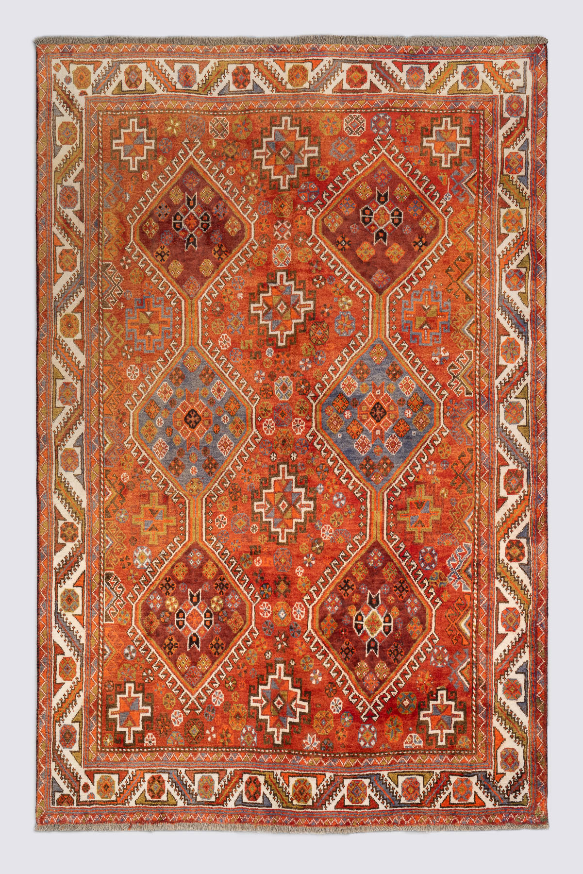 RCA450-darrehshuri-qashqai-rug-hexagon-medallions-sunset-palette Darrehshuri Qashqai Rug Hexagon Medallions Sunset Palette