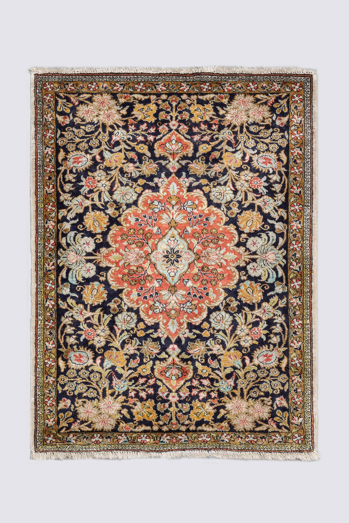 Rca460-Mid-20Th-Century-Silk-Qom-Carpet Mid 20Th Century Silk Qom Carpet