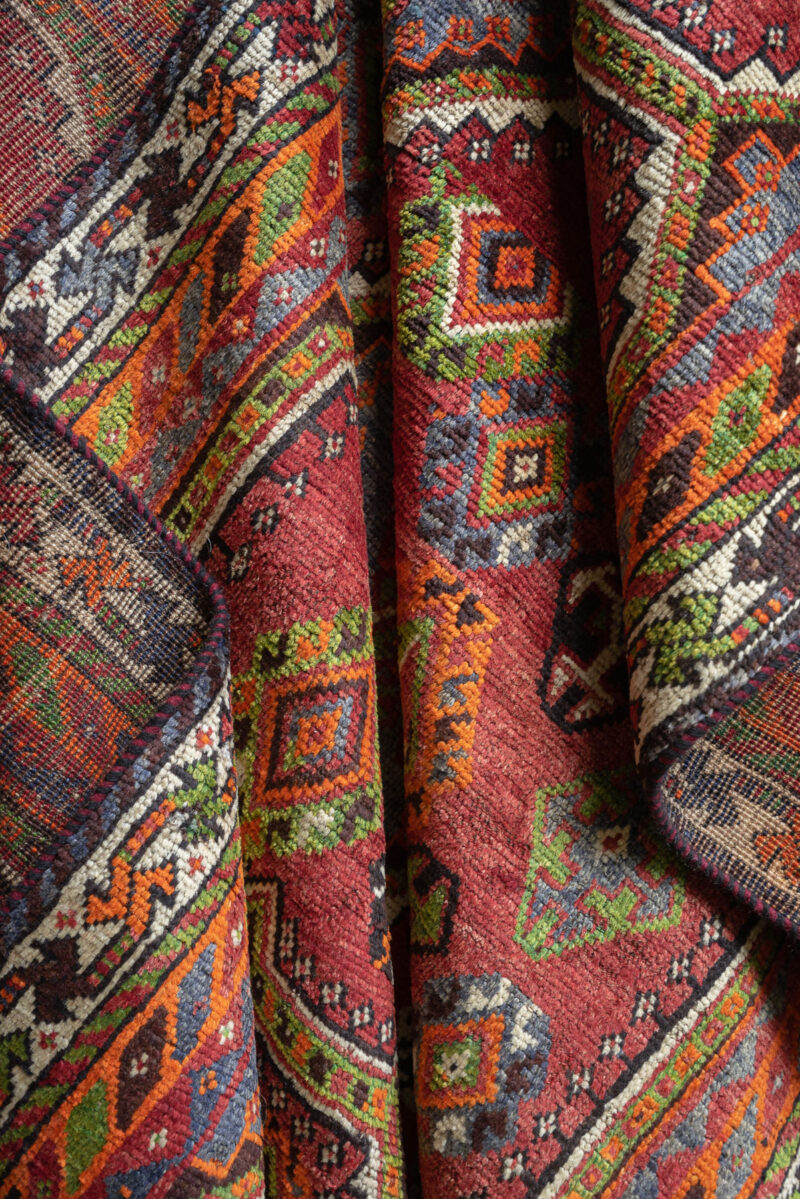 RCA476 Qashqai Luri Tribal Rug With Triple Diamond Medallions Fars Carpet 10