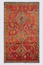 Qashqai Luri Tribal Rug With Triple Diamond Medallions Fars Carpet