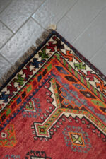 RCA476 Qashqai Luri Tribal Rug With Triple Diamond Medallions Fars Carpet 7