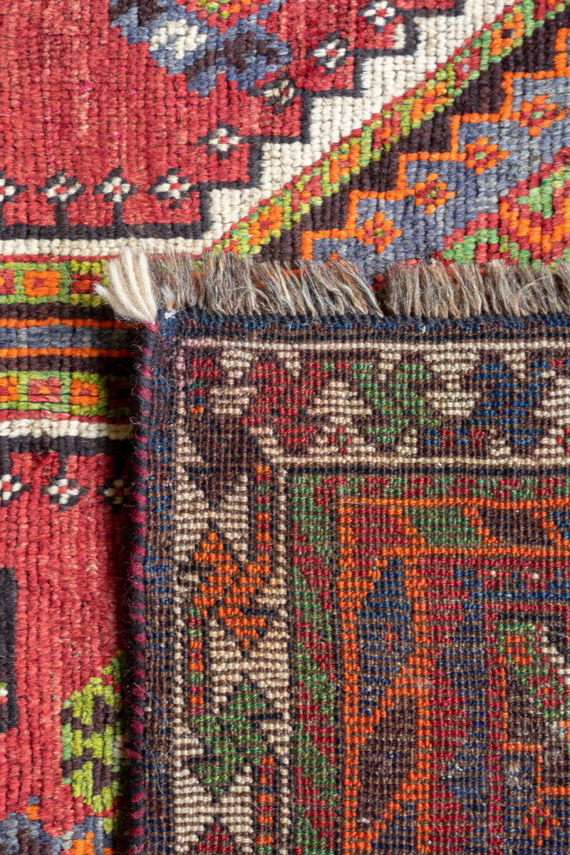 RCA476 Qashqai Luri Tribal Rug With Triple Diamond Medallions Fars Carpet 8
