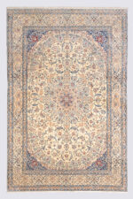 Super Fine Nain 6 La Persian Carpet Ivory Field With Shah Abbasi
