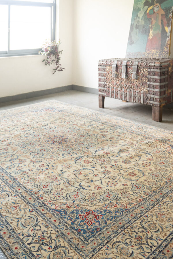 RCA479 Super Fine Nain 6 La Persian Carpet Ivory Field With Shah Abbasi 2