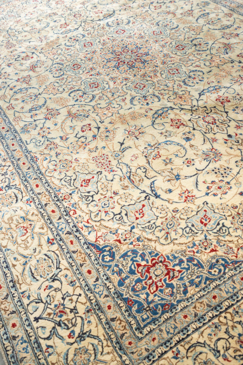Rca479 Super Fine Nain 6 La Persian Carpet Ivory Field With Shah Abbasi 5