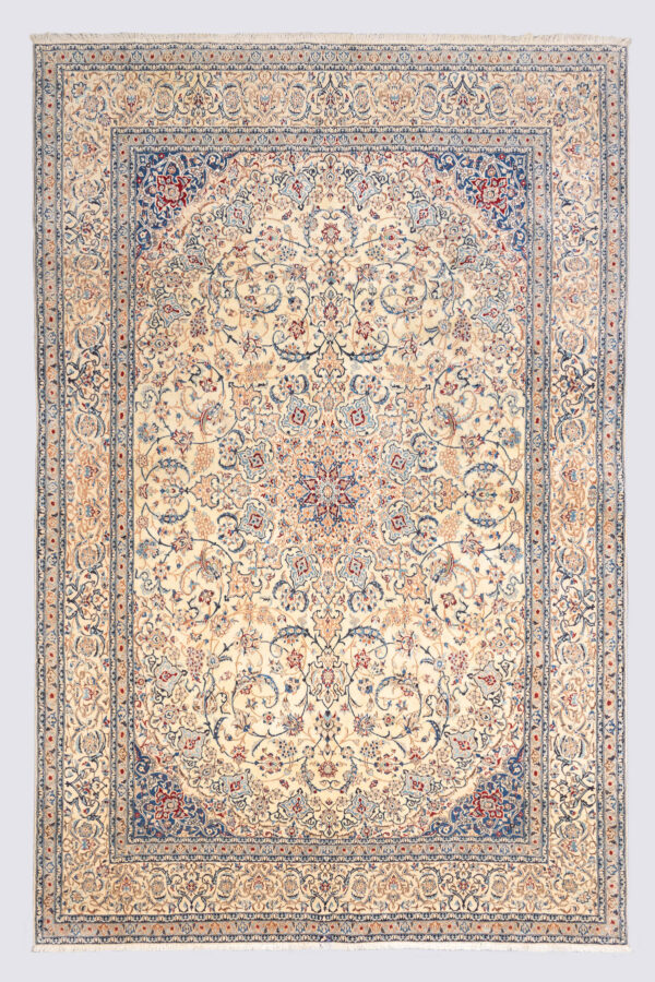 Super Fine Nain 6 La Persian Carpet Ivory Field With Shah Abbasi