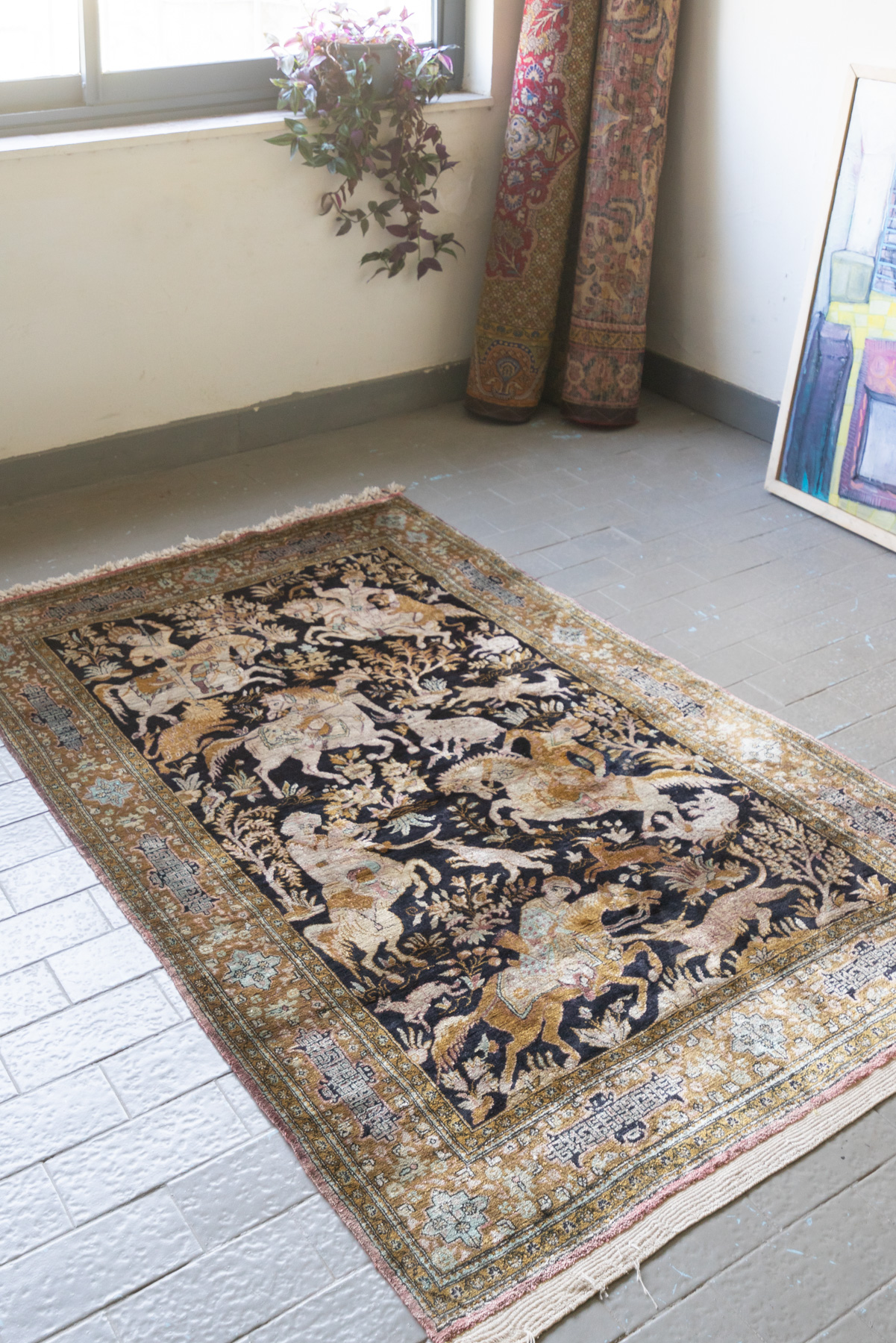 RCA502 Fine Semi Antique Silk Shekargah Carpet 2