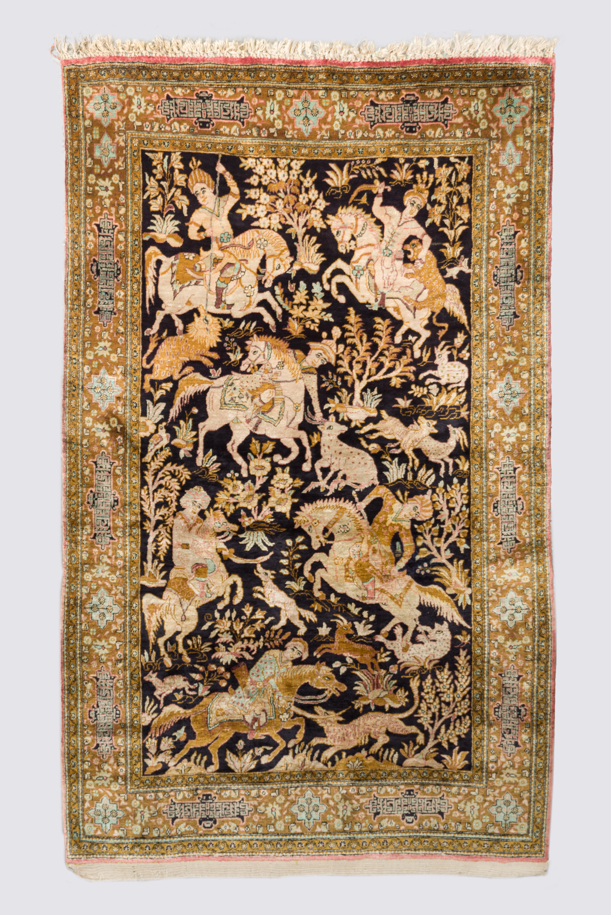 Fine Semi Antique Silk Shekargah Carpet
