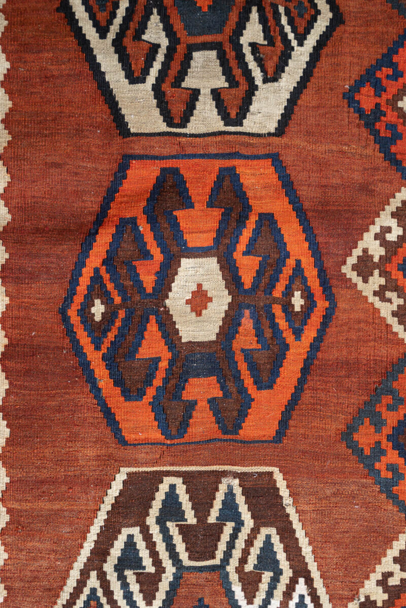 RK230 Qashqai Tribal Kilim With Shield Medallions 6