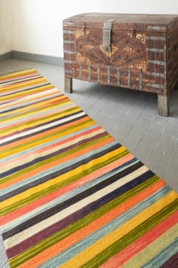 RK240 Fine Mazandaran Minimalist Stripes Kilim Runner 2