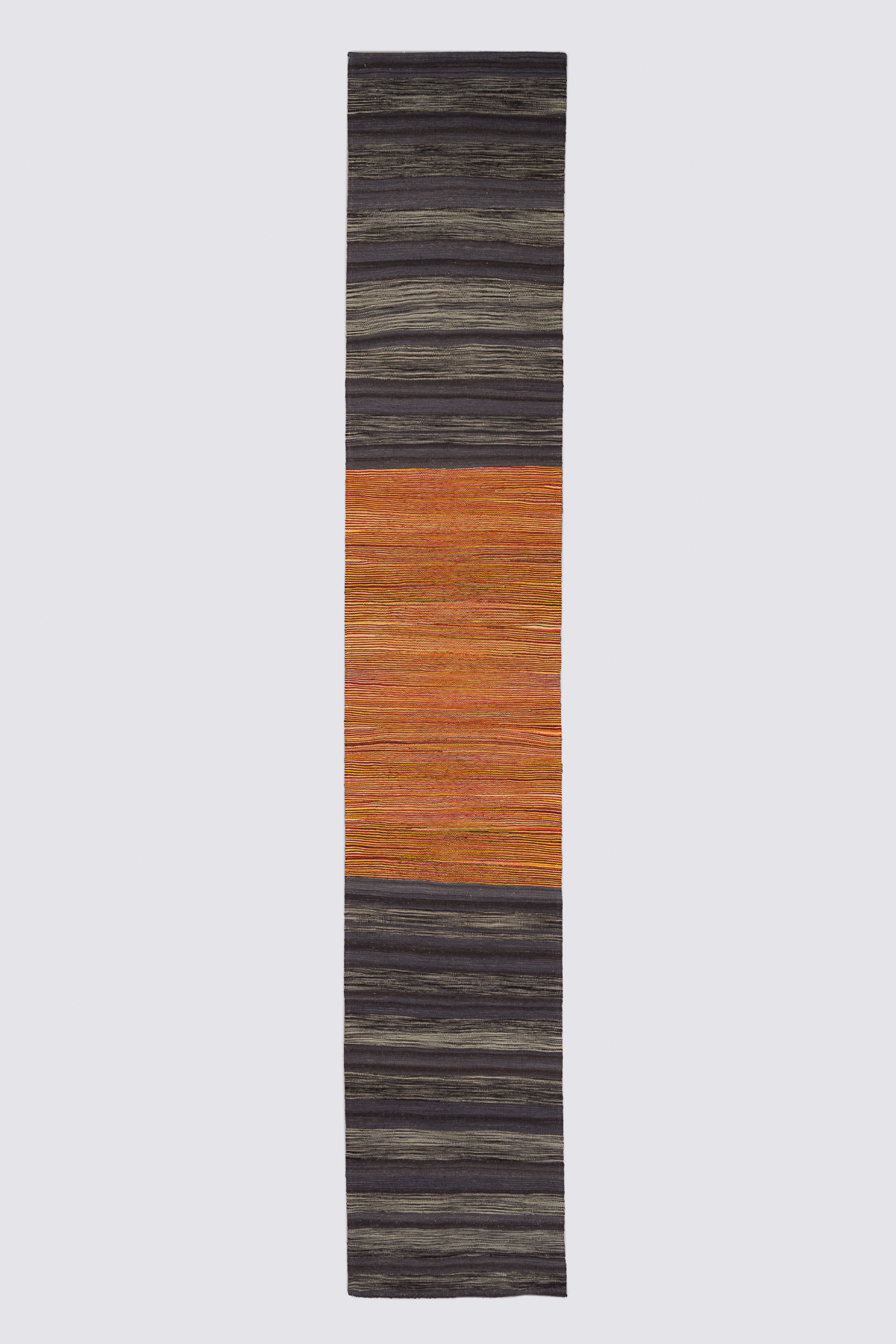 Contemporary Fine Mazandaran Minimalist Grey Ikut Kilim Runner