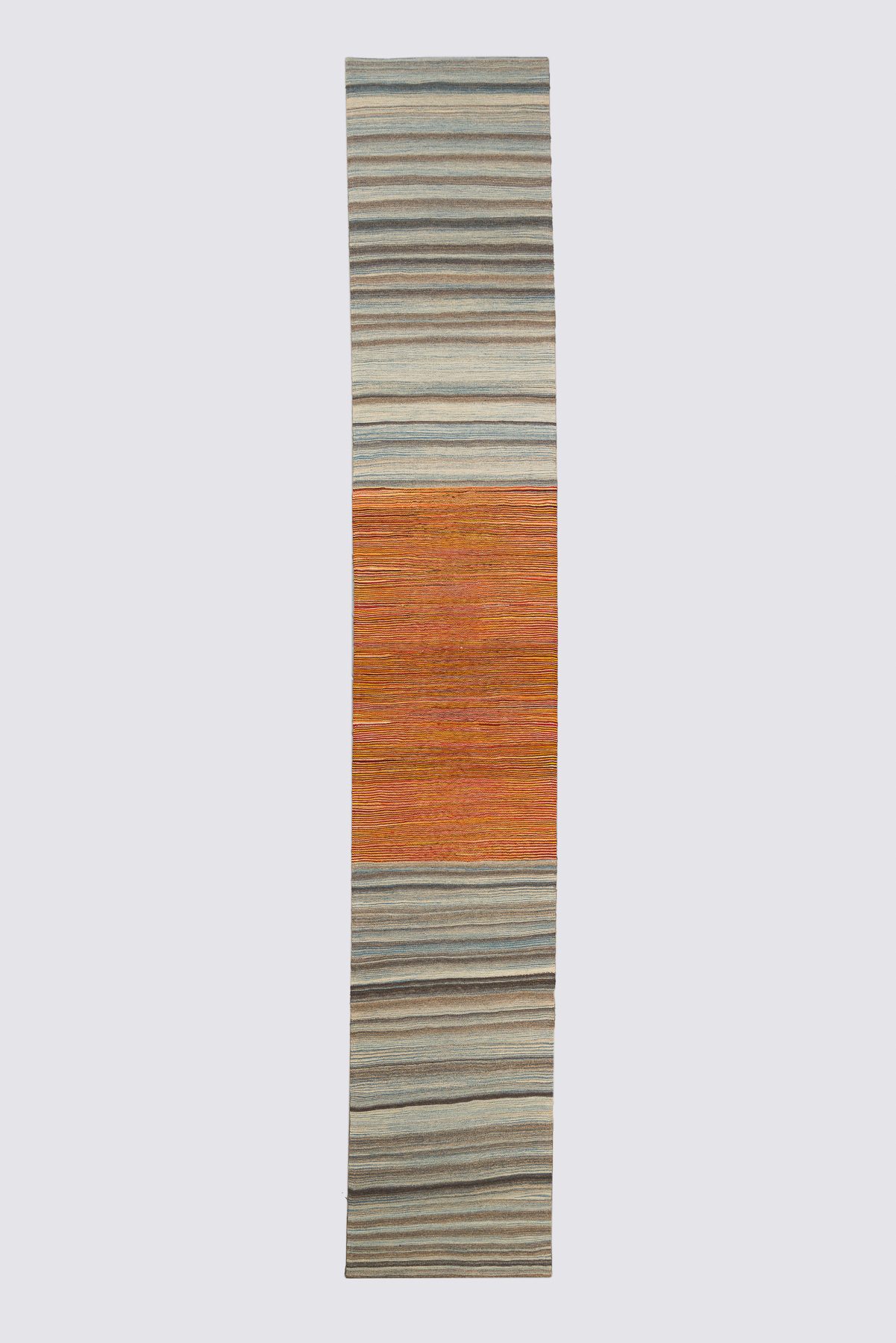 Contemporary Fine Mazandaran Minimalist Light Blue Ikut Kilim Runner