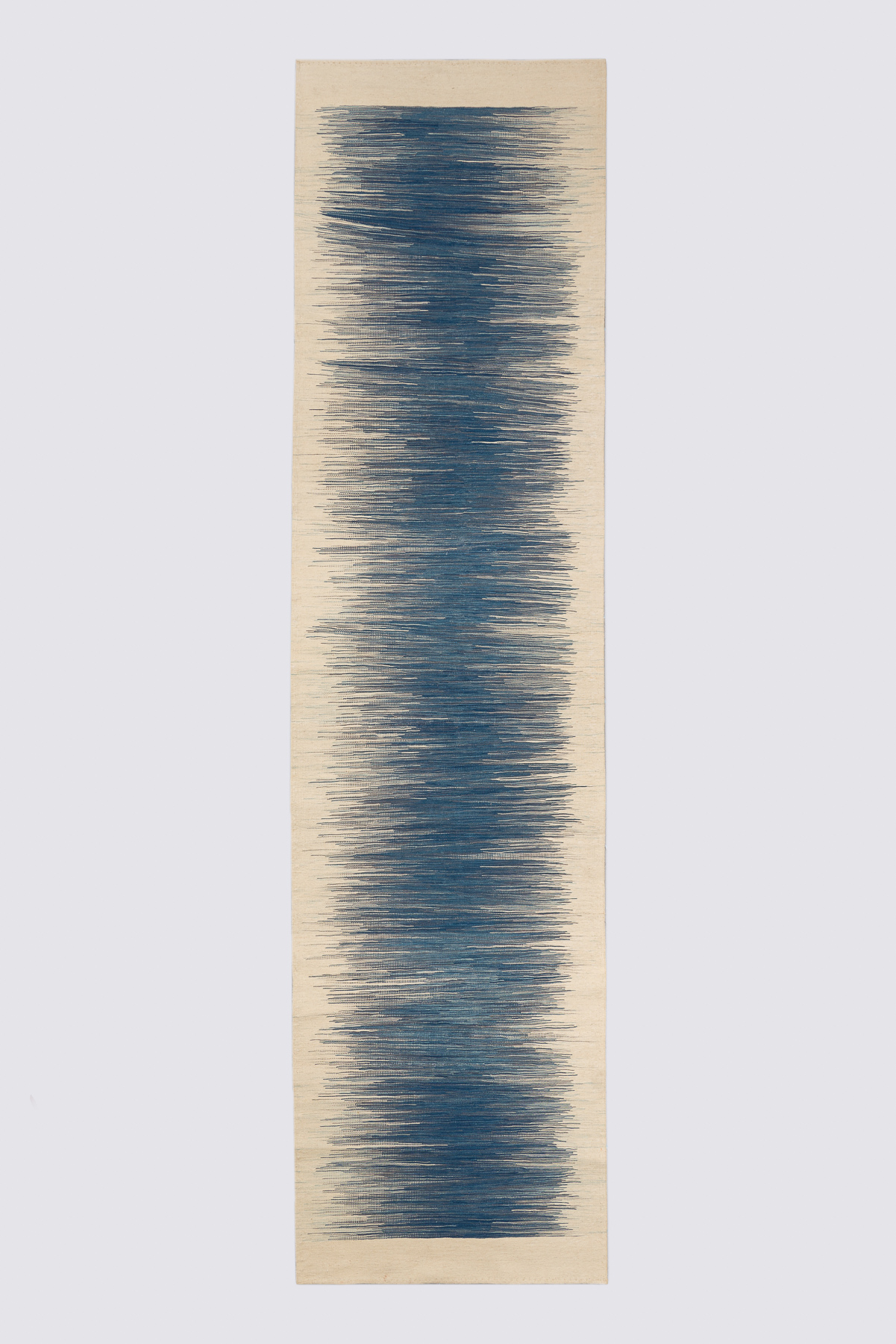 Contemporary Fine Mazandaran Minimalist Blue Ikat Kilim Runner
