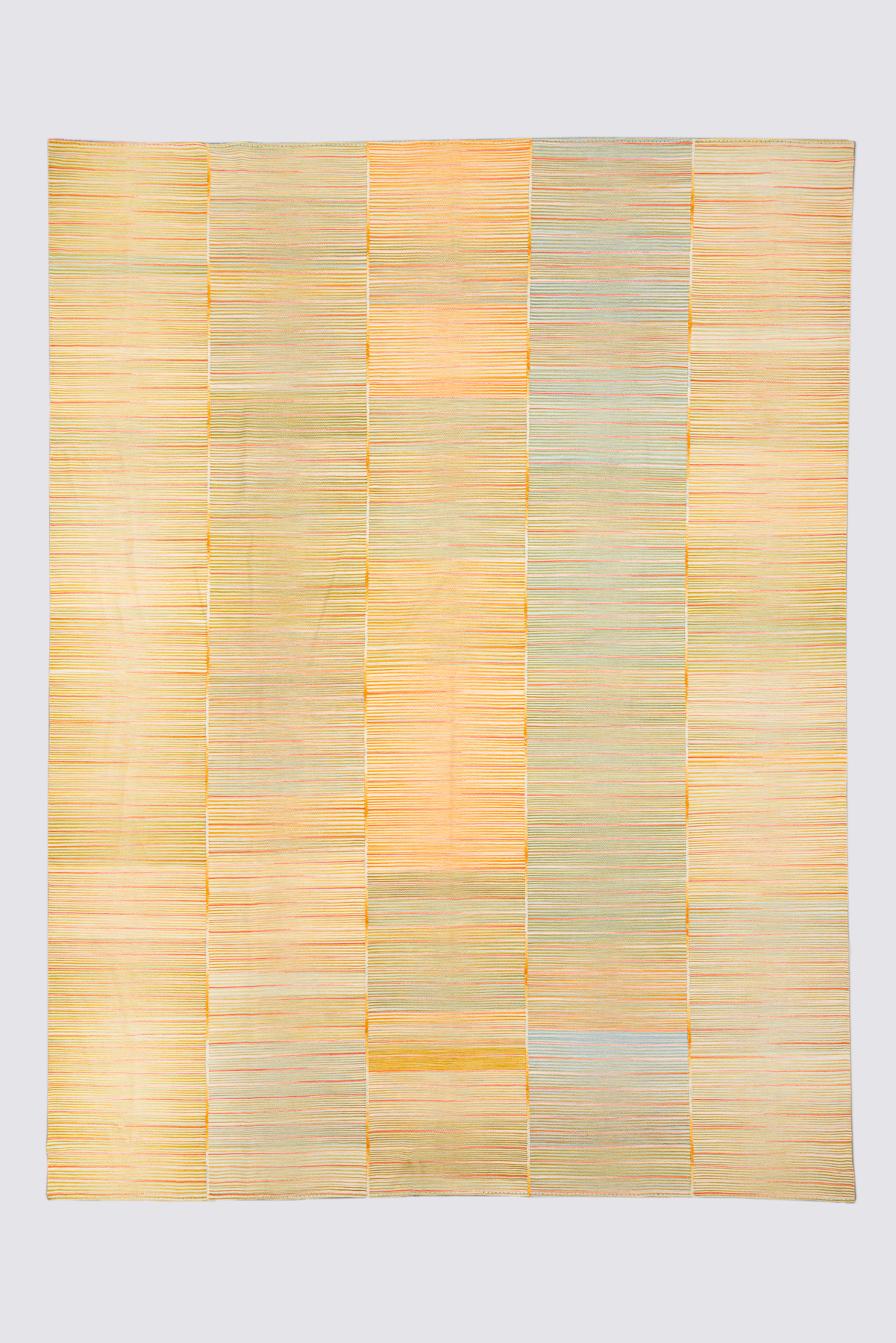 Contemporary Fine Mazandaran Minimalist Yellow Green Kilim