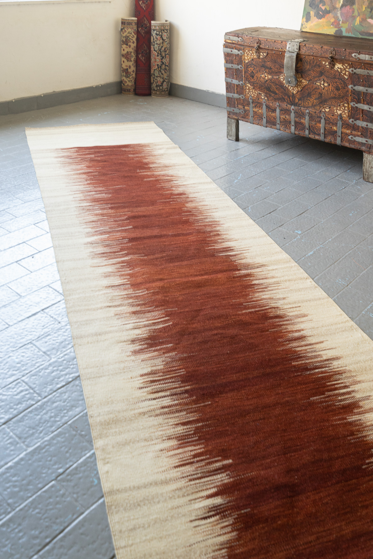 RK249 Contemporary Fine Mazandaran Minimalist Ikut Kilim Runner 2
