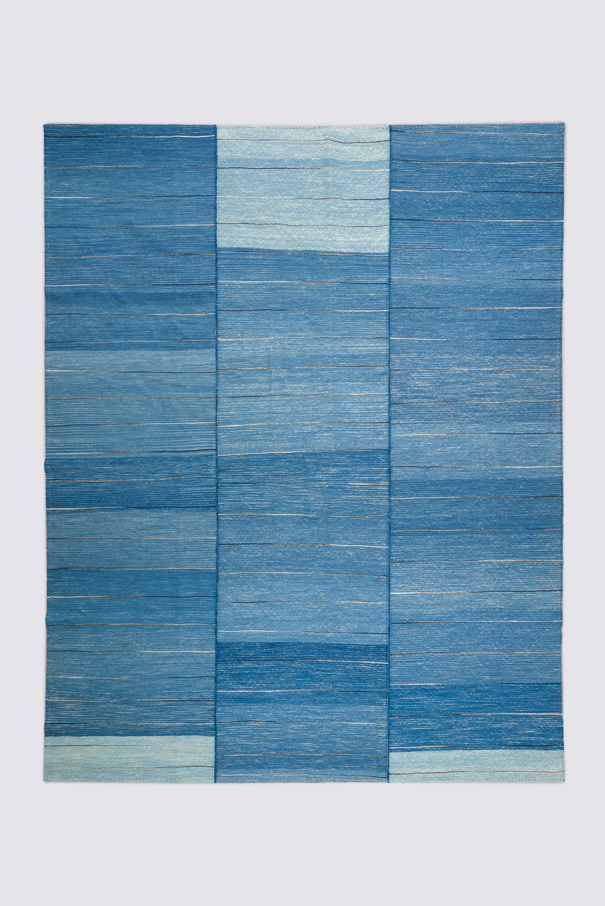 RK250 Contemporary Fine Mazandaran Minimalist Blue Fields Kilim