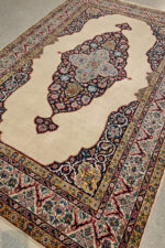 Super Fine Persian Yazd Kerman Rug, Medallion Design, Kork Wool, C. 1940s, 220*150CM - Image 2