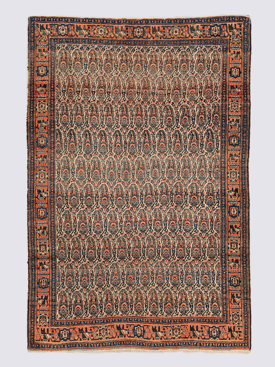 RCA-AU004-Persian-Senneh-Rug Antique Persian Senneh Rug, Boteh Field